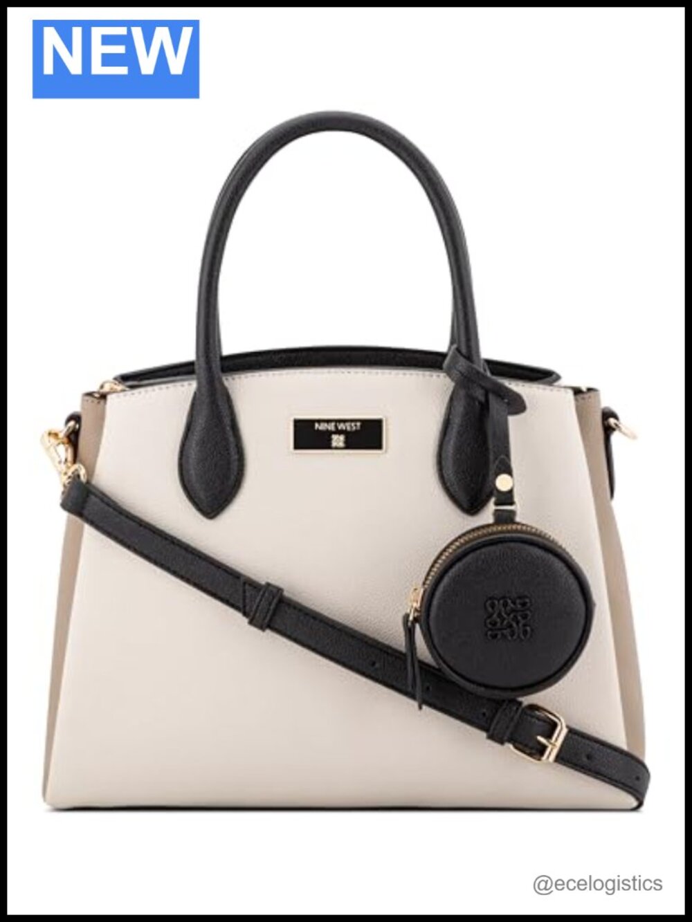 Faux Leather Triple Compartment Satchel Bag with Top Handle